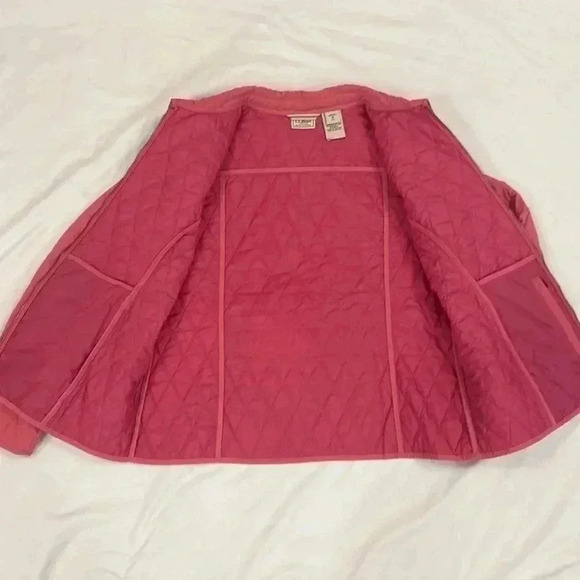 Vintage 90s L.L. Bean Quilted Riding Jacket Pink Full Zip Pockets nylon M Pet - Picture 4 of 10